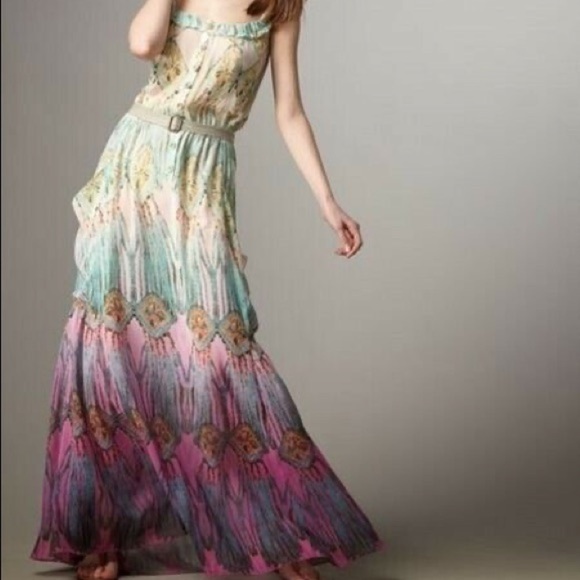 Nanette Lapore Silk Boho Dreamcatcher Maxi Dress Size 4 - Picture 1 of 16